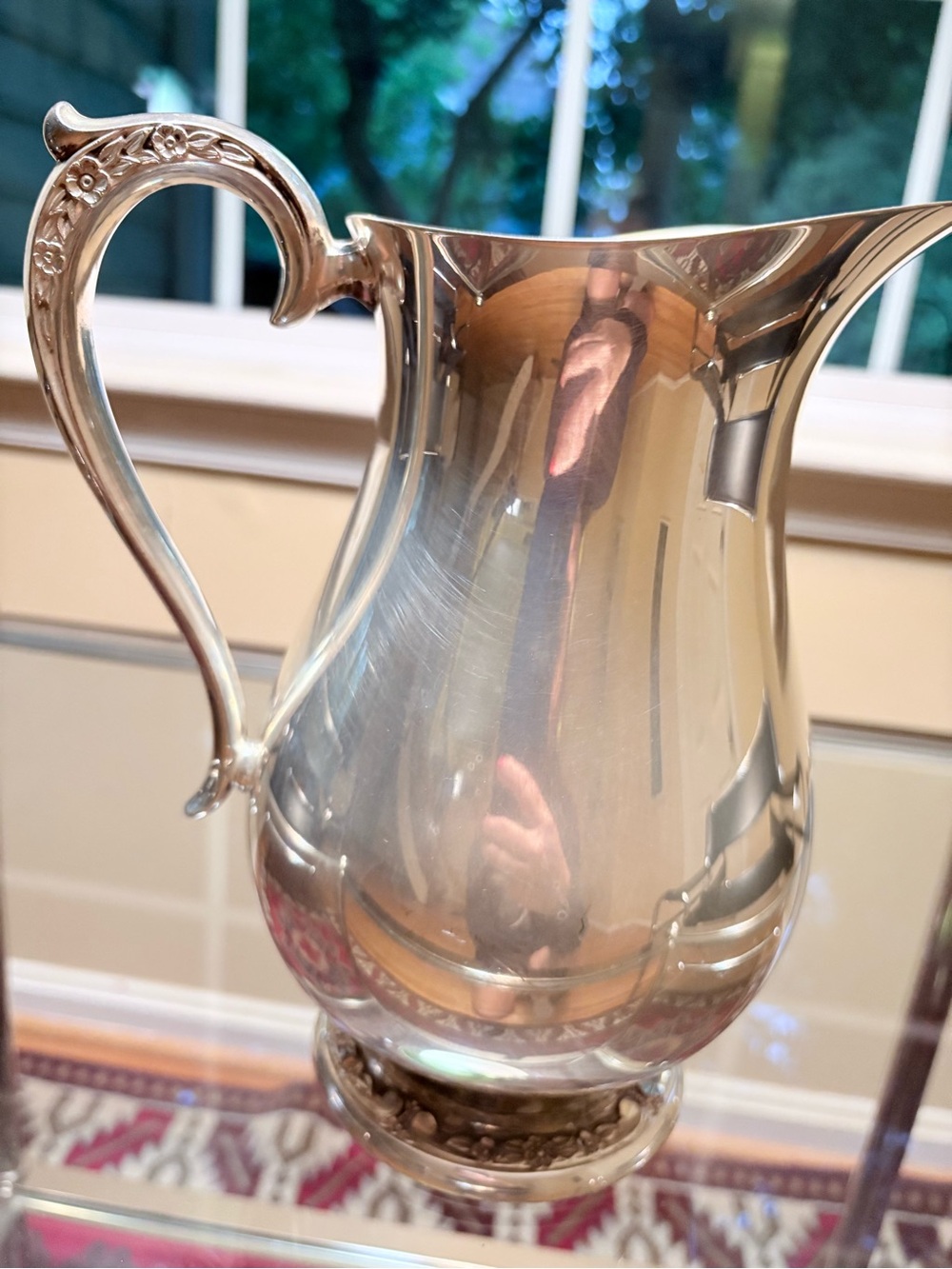 Silver-Tone Decorative Pitcher - Elegant Home Dining Accent